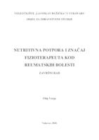 NUTRITIVNA POTPORA I ZNAČAJ FIZIOTERAPEUTA KOD REUMATSKIH BOLESTI