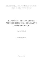 KLASIČNE I ALTERNATIVNE METODE LIJEČENJA LUMBALNE DISKUS HERNIJE