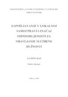 ZAPOŠLJAVANJE U LOKALNOJ SAMOUPRAVI I ZNAČAJ OSPOSOBLJENOSTI ZA OBAVLJANJE SLUŽBENE DUŽNOSTI