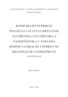 KOMPARATIVNI PRIKAZ POLOŽAJA I STATUSA DRŽAVNIH SLUŽBENIKA I SLUŽBENIKA I NAMJEŠTENIKA U TIJELIMA JEDINICE LOKALNE I PODRUČNE (REGIONALNE) SAMOUPRAVE