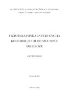 FIZIOTERAPIJSKA INTERVENCIJA KOD OBOLJELIH OD MULTIPLE SKLEROZE