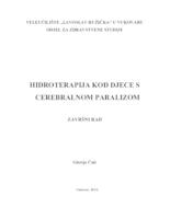 HIDROTERAPIJA KOD DJECE SA CEREBRALNOM PARALIZOM