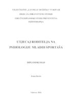 UTJECAJ RODITELJA NA PSIHOLOGIJU MLADIH SPORTAŠA