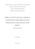 PRIKAZ UČESTALOSTI, UZROKA I USPJEŠNOSTI REHABILITACIJE PRIJELOMA PODLAKTICE KOD DJECE