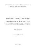 PRIMJENA ORTOZA ZA DONJE EKSTREMITETE KOD DJECE SA SPASTIČNOM MUSKULATUROM