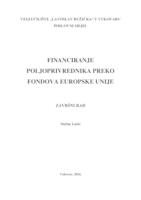 FINANCIRANJE POLJOPRIVREDNIKA PREKO FONDOVA EUROPSKE UNIJE