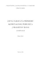 JAVNA NABAVA NA PRIMJERU KOMUNALNOG PODUZEĆA VRANJEVO D.O.O.