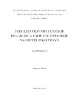 PREGLED PRAVNIH I ETIČKIH POSLJEDICA UMJETNE OPLODNJE NA OBITELJSKO PRAVO