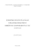 EUROPSKI ZELENI PLAN KAO STRATEŠKI DOKUMENT ODRŽIVOG GOSPODARSTVA U EU