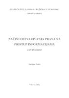 NAČINI OSTVARIVANJA PRAVA NA PRISTUP INFORMACIJAMA