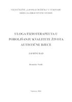 ULOGA FIZIOTERAPEUTA U POBOLJŠANJU KVALITETE ŽIVOTA AUTISTIČNE DJECE