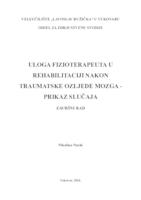 ULOGA FIZIOTERAPEUTA U REHABILITACIJI NAKON TRAUMATSKE OZLJEDE GLAVE - PRIKAZ SLUČAJA