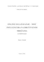 ONLINE OGLAŠAVANJE - MOĆ INFLUENCERA NA DRUŠTVENE MEDIJE