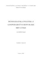 DEMOGRAFSKA POLITIKA I GOSPODARSTVO REPUBLIKE HRVATSKE