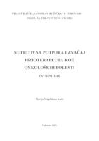 NUTRITIVNA POTPORA I ZNAČAJ FIZIOTERAPEUTA KOD ONKOLOŠKIH BOLESTI