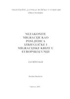 NEZAKONITE MIGRACIJE KAO POSLJEDICA IZBJEGLIČKE I MIGRACIJSKE KRIZE U EUROPSKOJ UNIJI