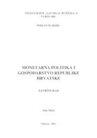 prikaz prve stranice dokumenta MONETARNA POLITIKA I GOSPODARSTVO REPUBLIKE HRVATSKE