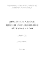 prikaz prve stranice dokumenta DIJAGNOSTIČKI POSTUPCI I LIJEČENJE OSOBA OBOLJELIH OD MENIEREOVE BOLESTI