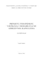 prikaz prve stranice dokumenta PRIMJENA TERAPIJSKOG VJEŽBANJA U REHABILITACIJI ADHEZIVNOG KAPSULITISA