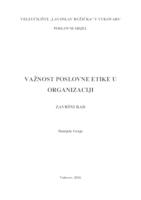 prikaz prve stranice dokumenta VAŽNOST POSLOVNE ETIKE U ORGANIZACIJI