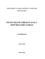 prikaz prve stranice dokumenta FINANCIRANJE OBRAZOVANJA U REPUBLICI HRVATSKOJ